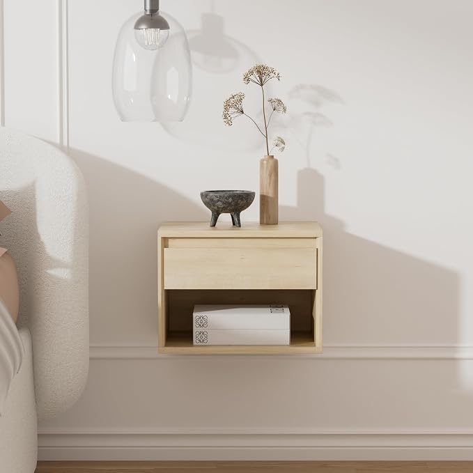 Mid Century Modern Floating Nightstand Set of 4, Wall Mounted End Table - Image 6