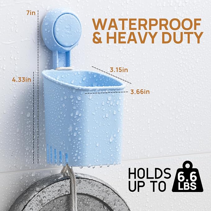 LEVERLOC Powerful Suction Cup Toothbrush Holder, Drill-Free Wall Shower Holder - Image 3