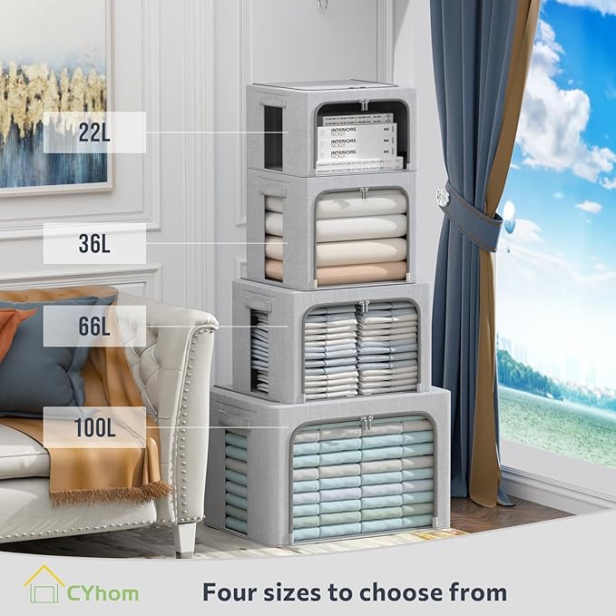 CYhom 2Pack Extra Large Clothes Storage Bins Box - Image 3