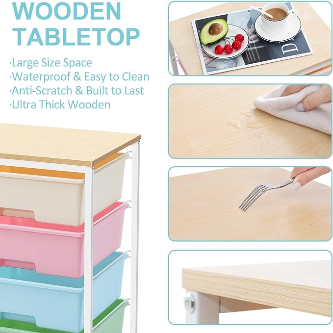 Utility Cart with 4 Drawers, Rolling Storage Cart with Drawers, Storage Rolling - Image 5