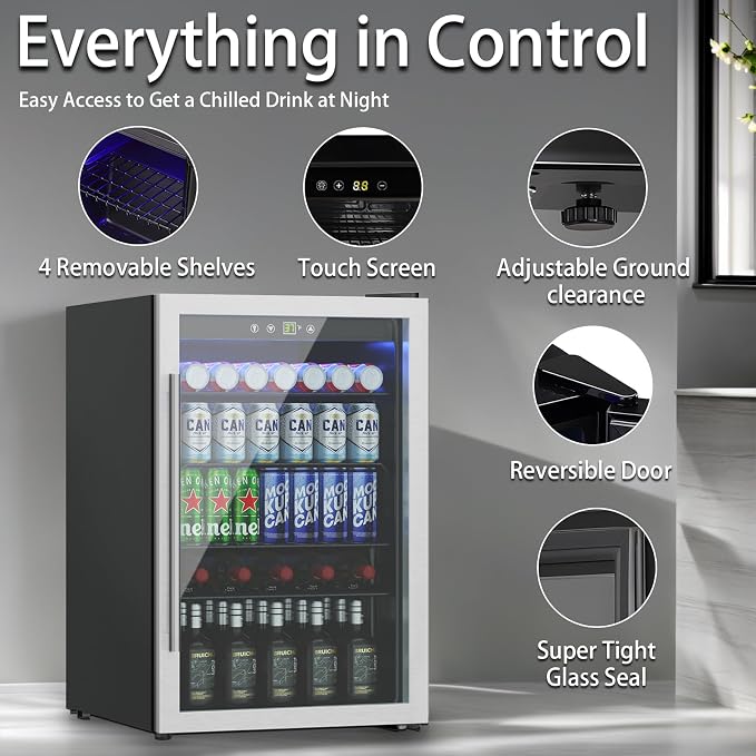 Beverage Refrigerator Cooler, 145 Can Mini Fridge Glass Door - Image 2