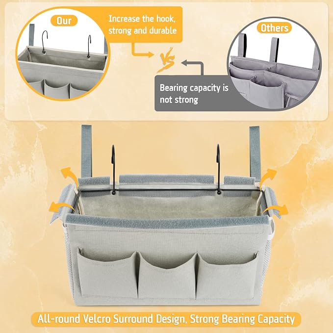 Bedside Caddy Organizer with Fixed Straps & Water Bottle Holder - Image 5
