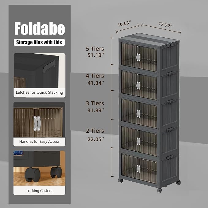 Stackable Storage Bins, Collapsible Stackable Storage Containers Bin - Image 2