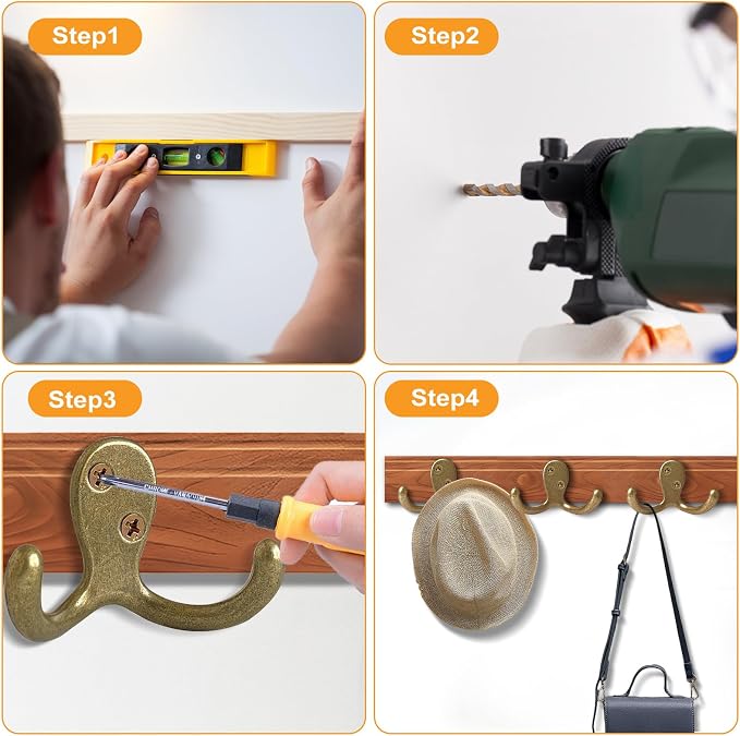 25 Pack Coat Hooks Wall Hooks for Hanging, Heavy Duty Double Prong Metal Hook - Image 7