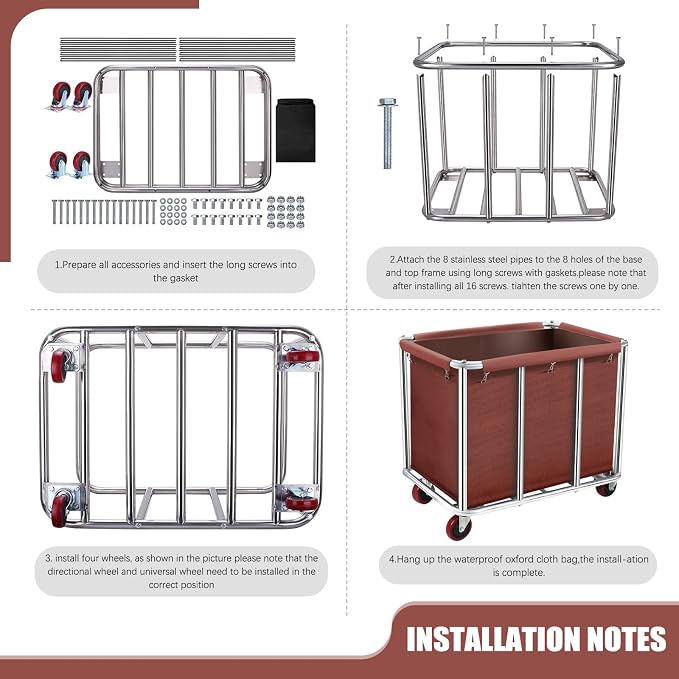 Commercial Laundry Cart on Wheels, 11.35 Bushels Large Roller - Image 6
