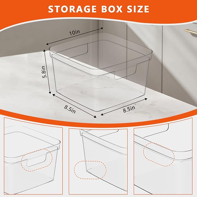 MOONEDGE 8-Pack Clear Plastic Storage Bins — Open-Top PET Containers and - Image 2