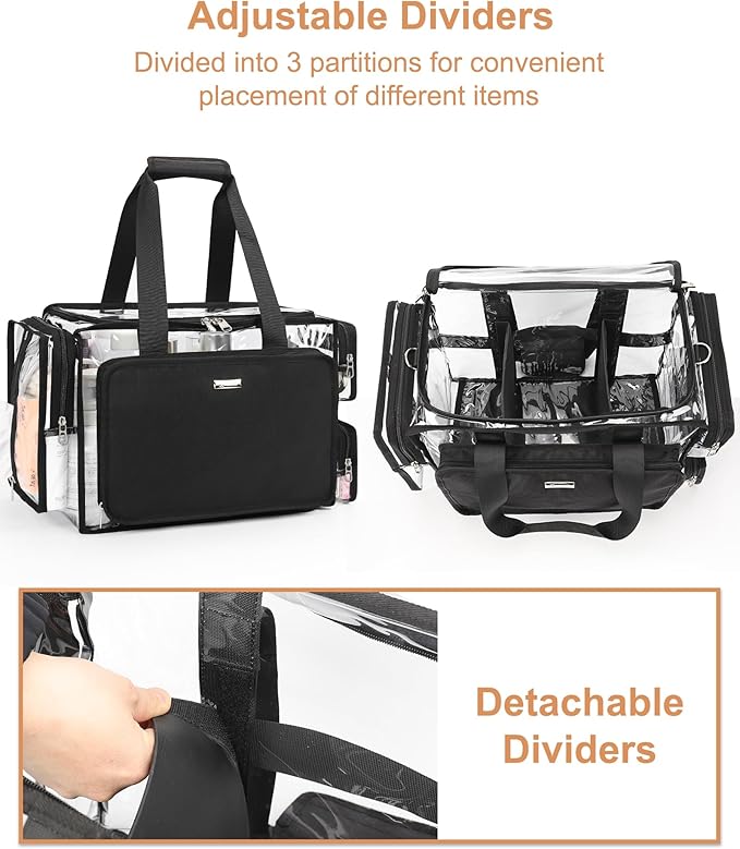 Relavel Extra Large Makeup Case and Clear Makeup Bag, Professional Cosmetic - Image 7