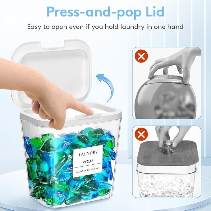 Lifewit 4+1 Laundry Pods Container & Dryer Sheet Holder, Large Powder Detergent - Image 2
