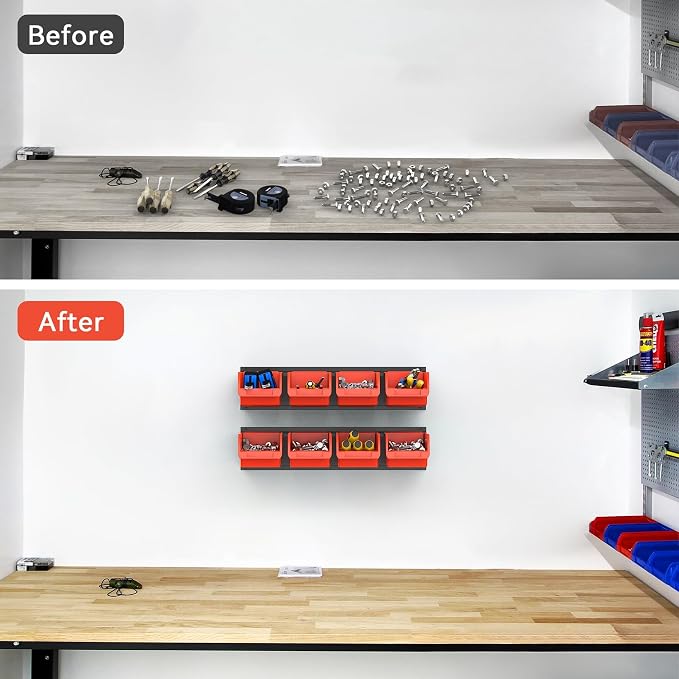 TORACK Wall Mounted Storage Bins, 16 Plastic Bins - Image 7