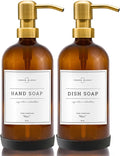 Vine Creations Amber Glass Soap Dispenser, 2 Pack Kitchen Soap Dispenser Set by VineCreations