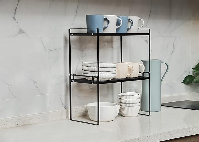 2Pack Kitchen Cabinet Shelf Counter Organizer Rack Pantry Storage Bathroom - Image 2