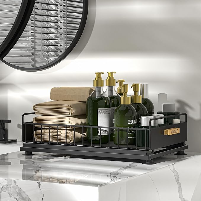 Under Sink Organizer, Single Tier Metal Pull Out Sliding Drawer Shelf - Image 7
