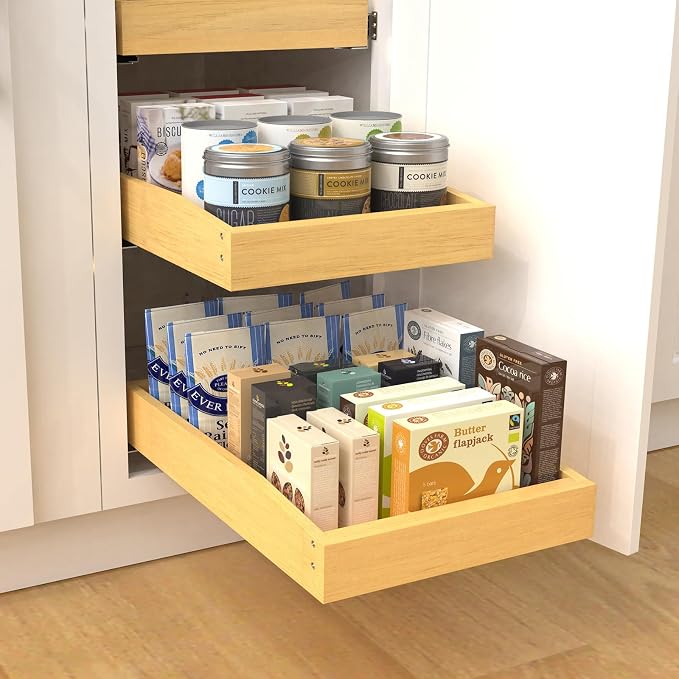 Wooden Pull out Cabinet Organizer 21" W x 21" D x 4.3" H, Heavy Duty Slide Out - Image 8