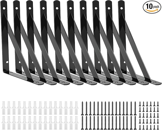 10 Pack L 6" x H 4" Heavy Duty Shelf Brackets by Unknown