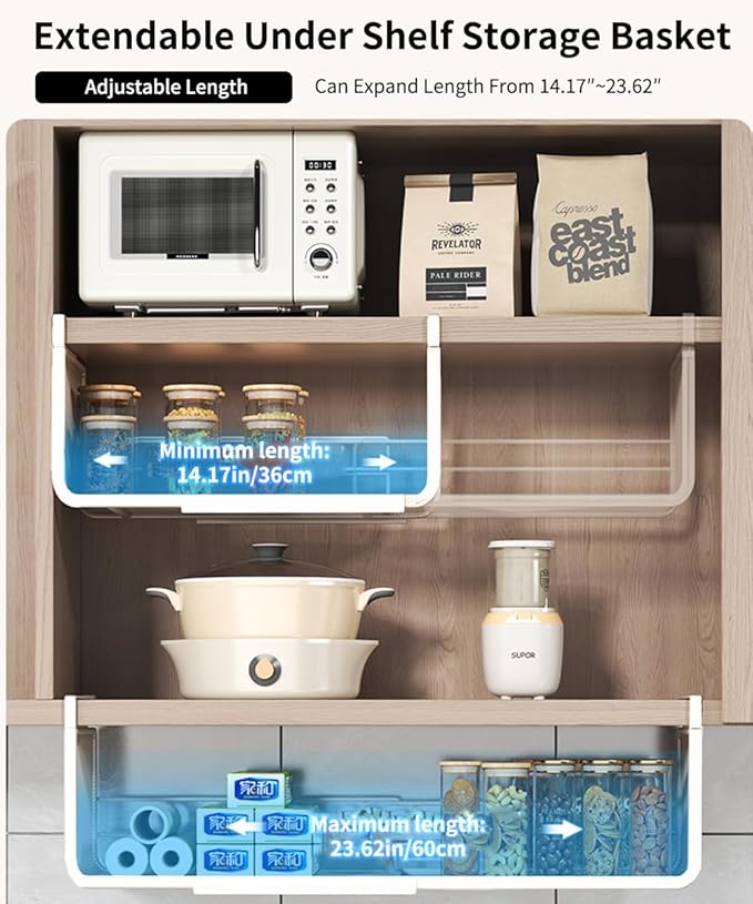 Expandable Under Shelf Basket Organizer, Under Shelf Storage, Hanging Baskets - Image 4