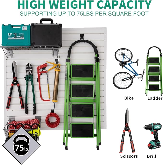 Slatwall Panel 4x4 ft Garage Mounted Storage, Peg Board Tool Organization PVC - Image 6