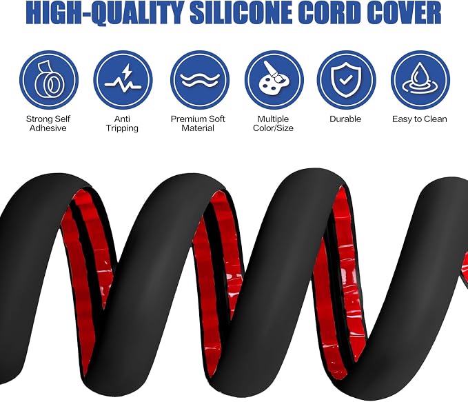 Floor Cord Cover Self Adhesive Cord Hider, 20FT Cable Management, Extension - Image 3