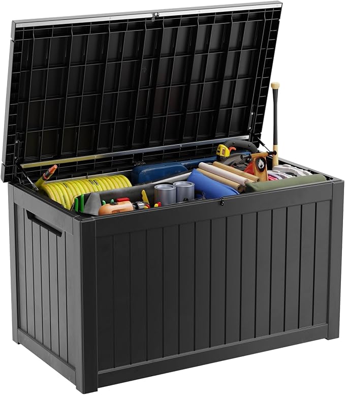 280 Gallon Resin Deck Box, Lockable Outdoor Storage Box by OutdoorLivingPerfected