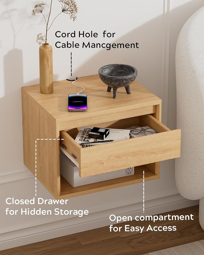 Floating Nightstand Set of 4, Wall Mounted Bedside Table - Image 3