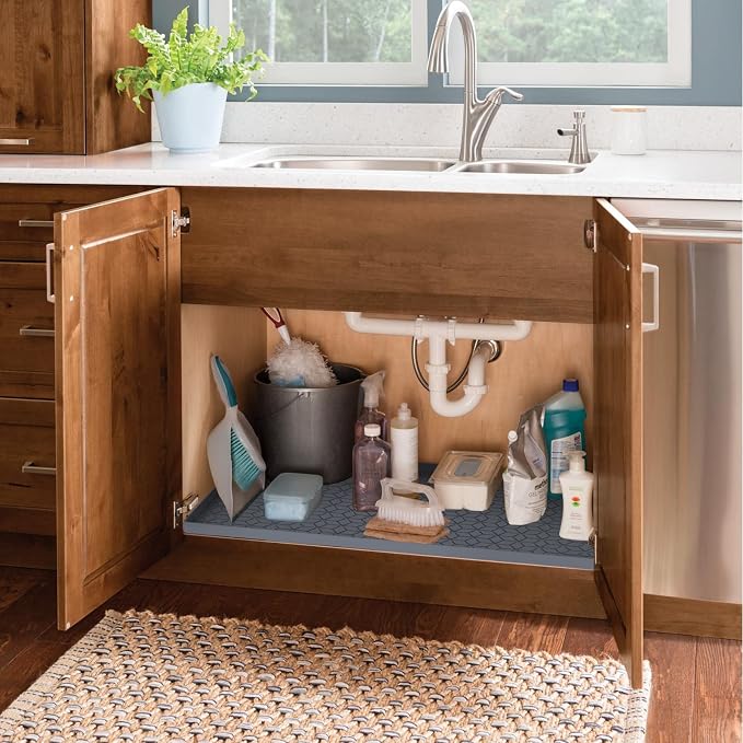 Under Sink Mat, Silicone Waterproof Under Sink Liner, Sink Cabinet Organizer - Image 4