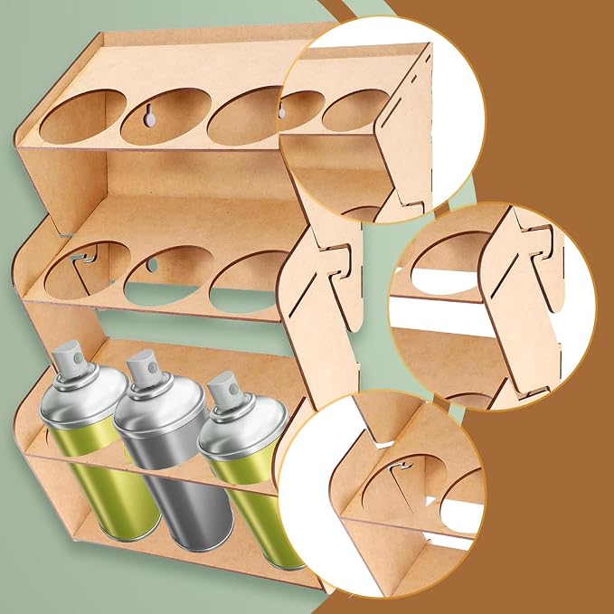 Generic Spray Can Holder Storage Rack Workspace Premium Professional Wood Wall - Image 2
