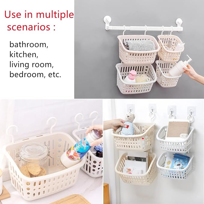 3PCS Plastic Hanging Baskets for Shower, Hanging Basket Organizer - Image 3