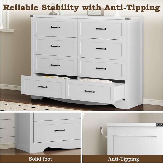 8-Drawer Dresser for Bedroom, Modern Wooden Chest of Drawers - Image 6