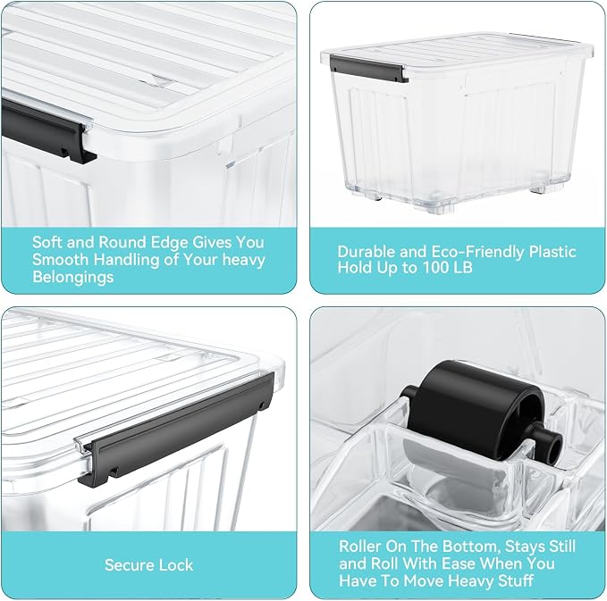 Nazhura 72 Quart Plastic Storage Bin, Stackable and Nestable Storage Boxes - Image 4