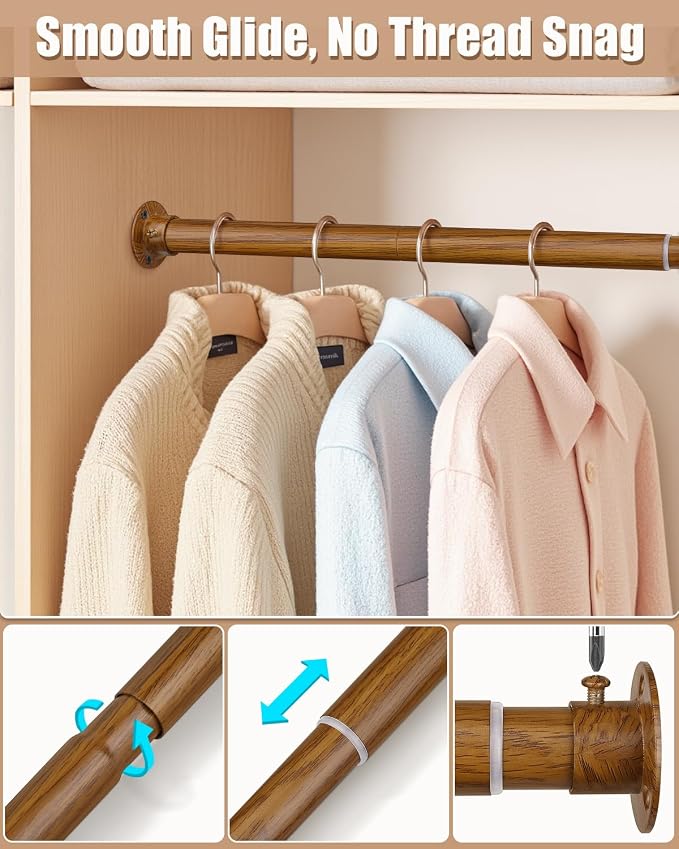 Closet Rods for Hanging Clothes, 17-28 Inch Heavy Duty and Stepless Adjustable - Image 5