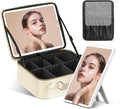 JUSRON Travel Makeup Bag With LED Mirror, Cosmetic Train Case with Light up by JUSRON