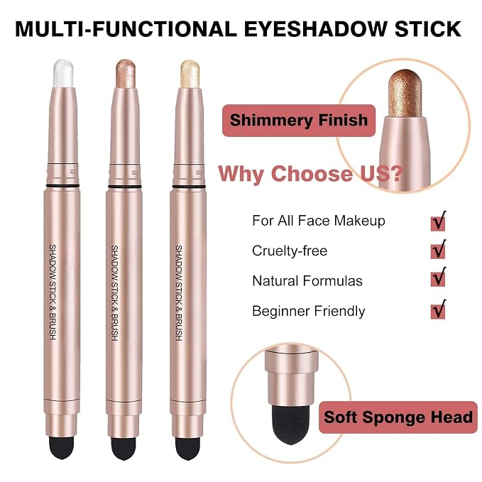 Dark Brown Eyeshadow Stick Makeup, Waterproof Hypoallergenic Long Lasting Cream - Image 3