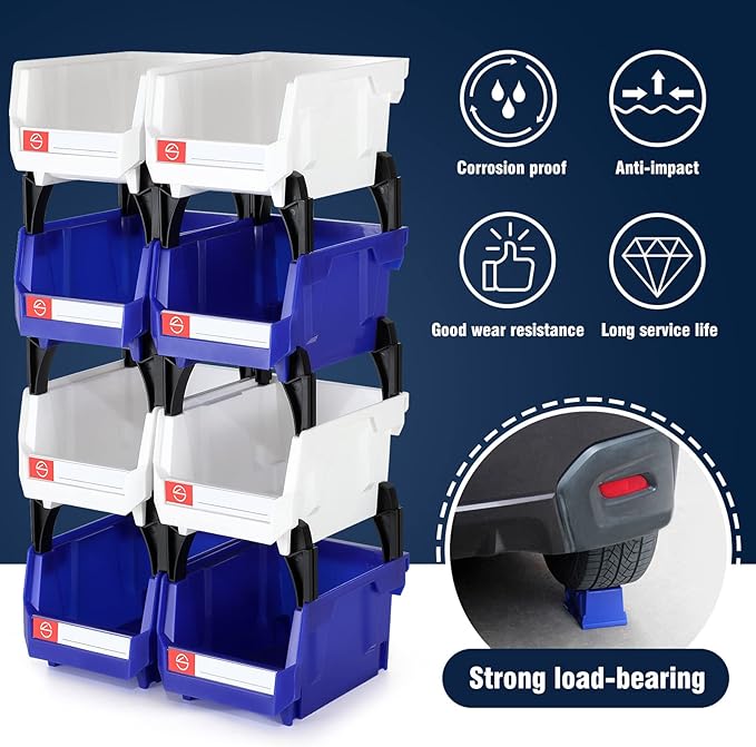 Pe&Hui Storage Organizer Bins, Wall Mount Storage Parts Rack, Stackable Shop - Image 2