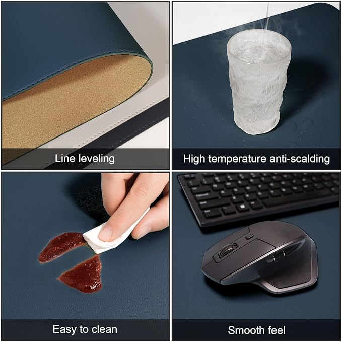DAWNTREES Dual Sided Desk Mat, Leather Desk Pad, Cork Desk Mat Protector - Image 5