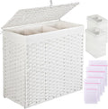 Greenstell Laundry Hamper with Lid, 125L Large Clothes Hamper with 3 Section & by Greenstell