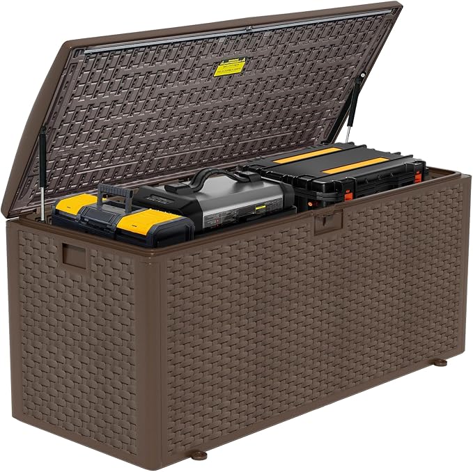 180 Gallon Pro Outdoor Storage Box Waterproof Lockable Resin Deck Box Large by Decksplore%E2%80%94BuiltforOutdoor
