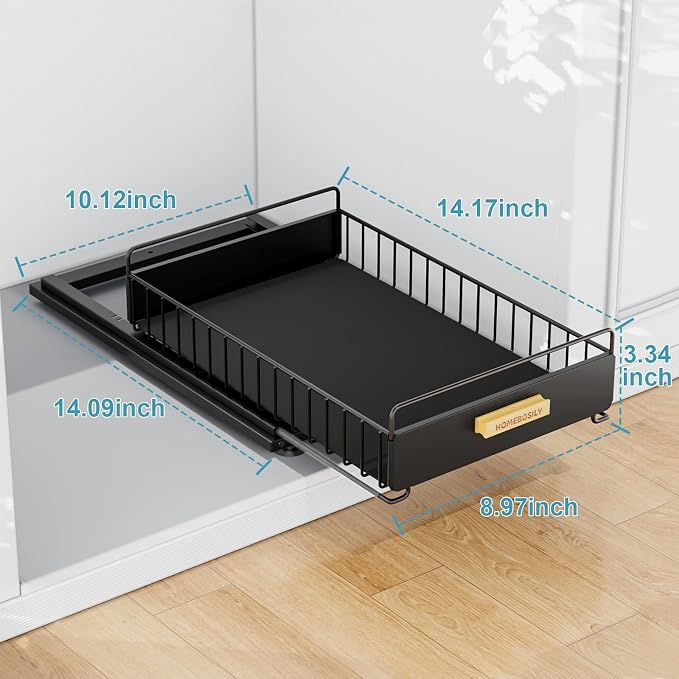 Under Sink Organizer, 2 Pack Pull Out Kitchen Cabinet Organizer, Mute Slide-Out - Image 6