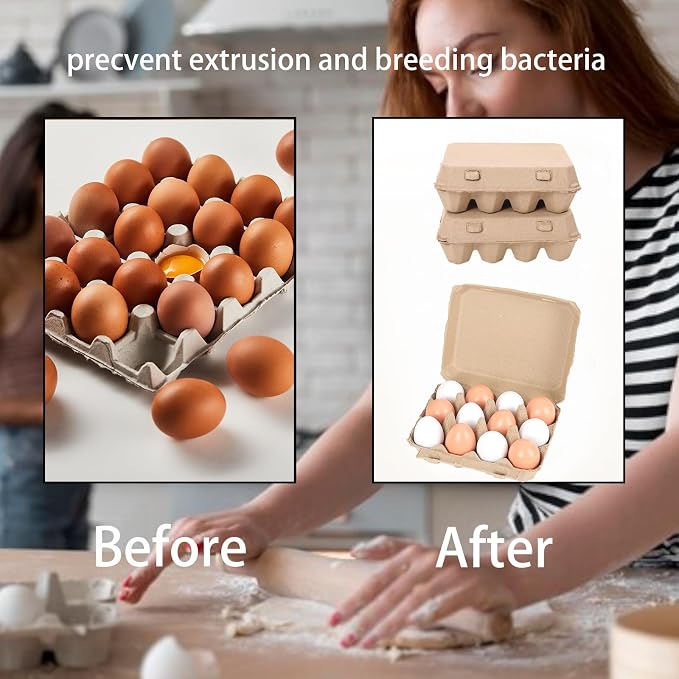 20 Pack Egg Cartons Bulk, 3x4 Style Reusable Empty Natural Paper Pulp Egg - Image 5