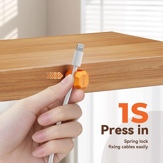 12 Pack Rotatable Cable Clips, Spring Cord Organizer Desk Cable Management Cord - Image 5