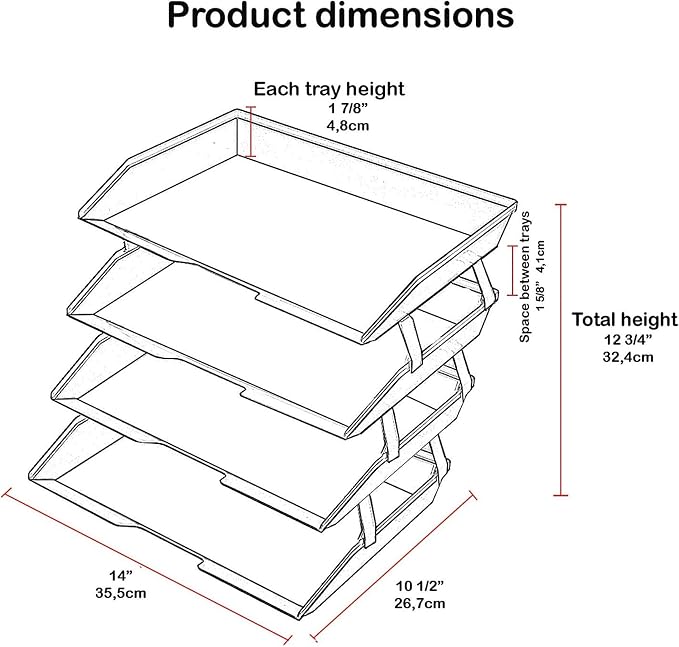 Acrimet Facility 4 Tier Letter Tray Side Load Plastic Desktop File Organizer - Image 7