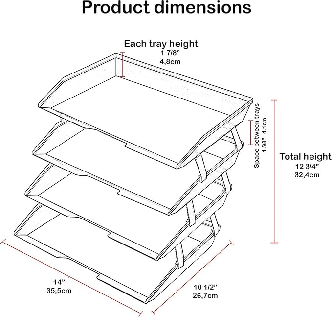 Acrimet Facility 4 Tier Letter Tray, Side Load, Letter Size/A4, Desktop File - Image 6