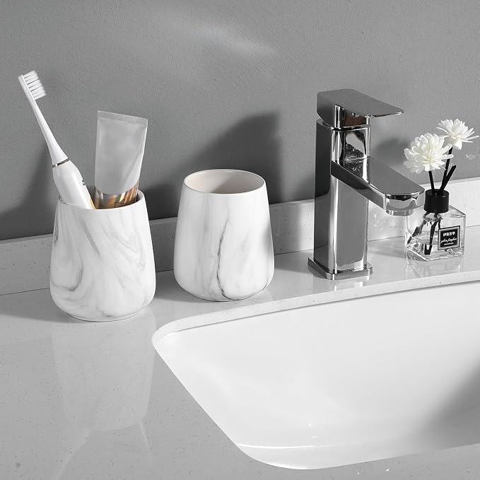 Marble White Toothbrush Holder for Bathroom - Image 5