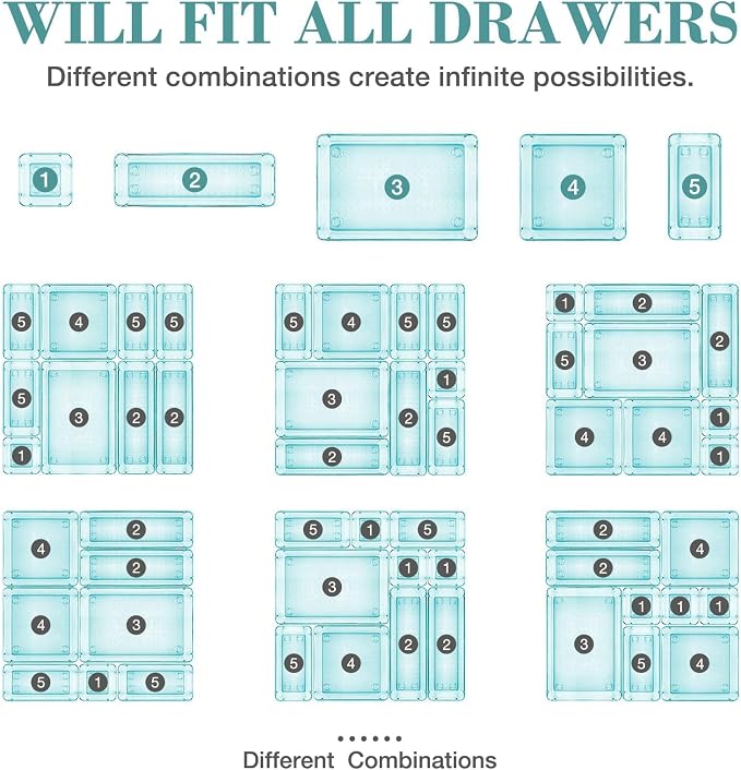23 PCS Drawer Organizer Set, 5 Varied Size Bathroom and kitchen Drawer cabinet - Image 4