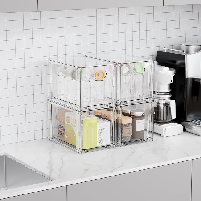 Yieach 2 Pack Large Stackable Storage Drawers, 11″Deep Under Cabinet Organizer - Image 6