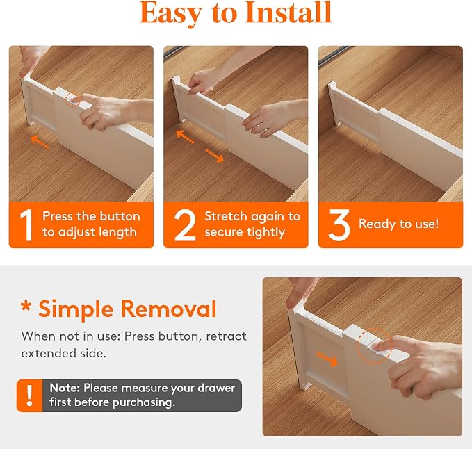 Lifewit 5 Pack Drawer Dividers Plastic 6" High, 13.5-22" Adjustable Drawer - Image 6