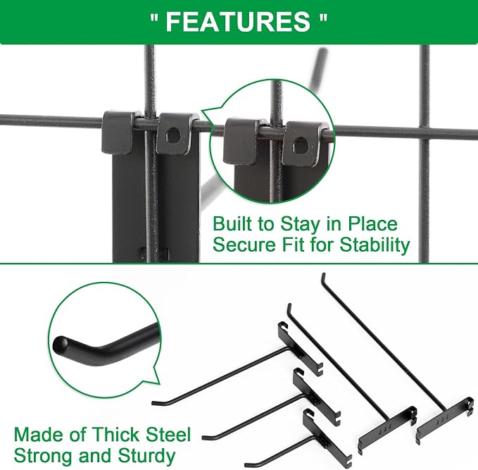 Gridwall Hooks 4 Inch, 100 Pack Grid Wall Hooks, Grid Panel Hooks and Hangers - Image 5