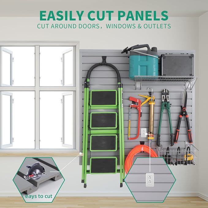 Slat Wall Paneling Garage Slat Wall Storage Systems Organizer Grey Slatwall 4x8 - Image 6