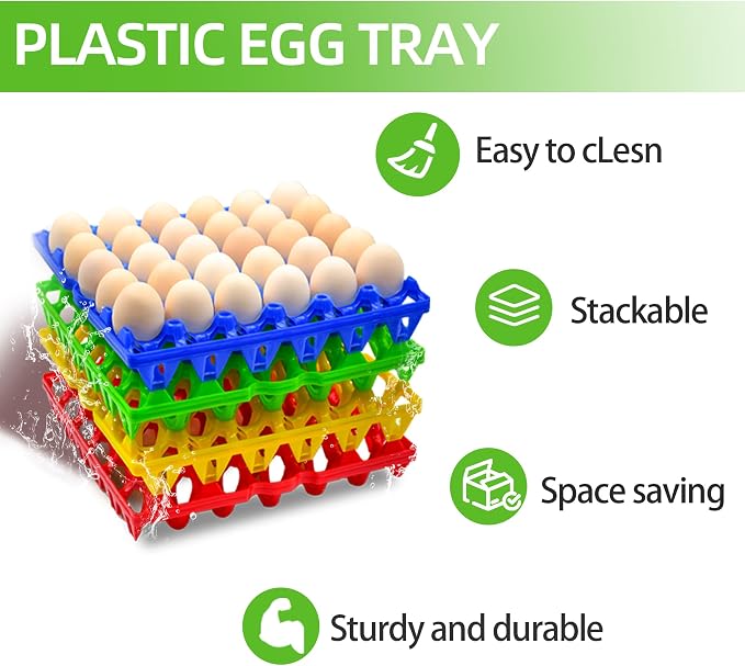4-Pack Plastic Egg Tray Egg Crate, 30-Egg Flats - Image 3