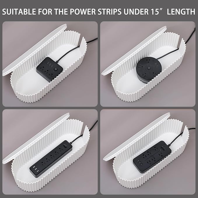 2 Pack White Cable Management Box, Plastic Cord Organizer Box Under Desk - Image 5