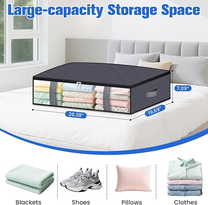 Under Bed Storage Containers, 6 Pack Blanket Storage Bags, Collapsible Storage - Image 2