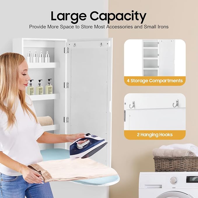 Wall Mount Ironing Board Cabinet, 14 * 8.1 * 37.5inch Built-in Swivel Ironing - Image 3